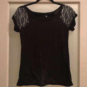 Charlotte Russe Black studded tee with vented back